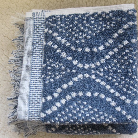 Boho Luxury Bath Towel with Fringe Towel Set, Blue, B13, NWT - Picture 2 of 3